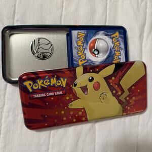 Lot‎ Of Pokemon Cards 2022- 49 Cards. Coin. Metal Tin Pokémon Pencil Case